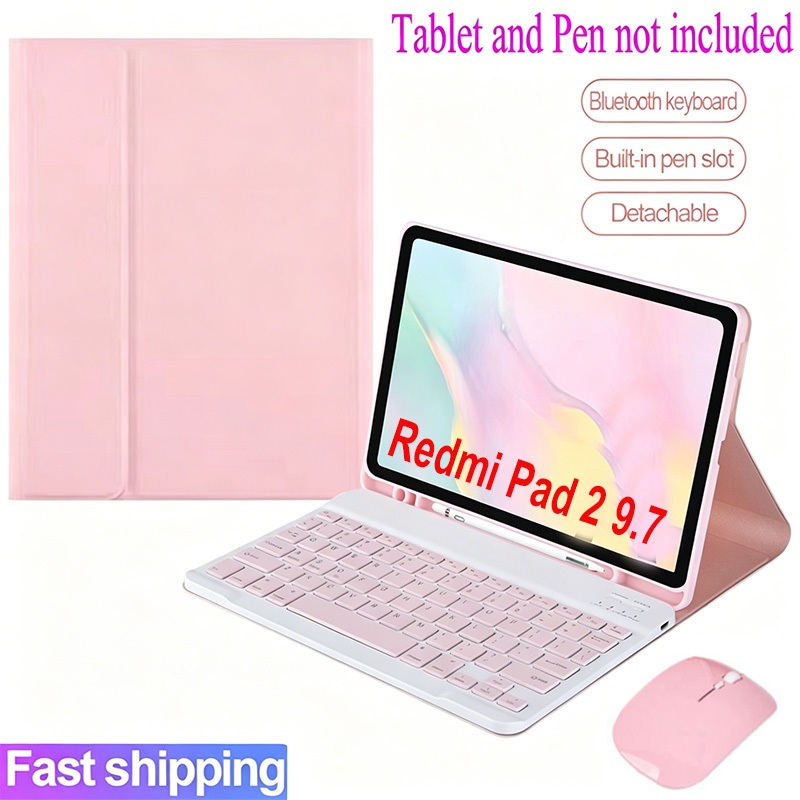 กรณีแป้นพิมพ์สําหรับ xiaomi Redmi pad 2 9.7 9.7 9.7 2026 แม่เหล็กที่ถอดออกได้ไร้สายบลูทูธคีย์บอร์ดเมาส์ปลอก
