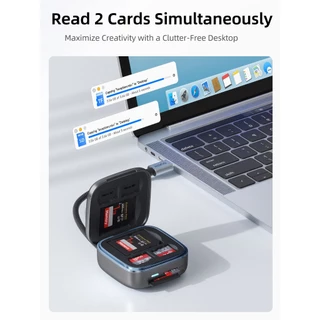 LLANO F17 เครื่องอ่านการ์ดอัจฉริยะ 2-in-1 ความเร็วสูง UHS-II SD & Micro SD Card Reader อะแดปเตอร์, TF 4.0 การ์ดหน่วยความจําพร้อมที่เก็บการ์ด 6 ช่อง, Plug & Play