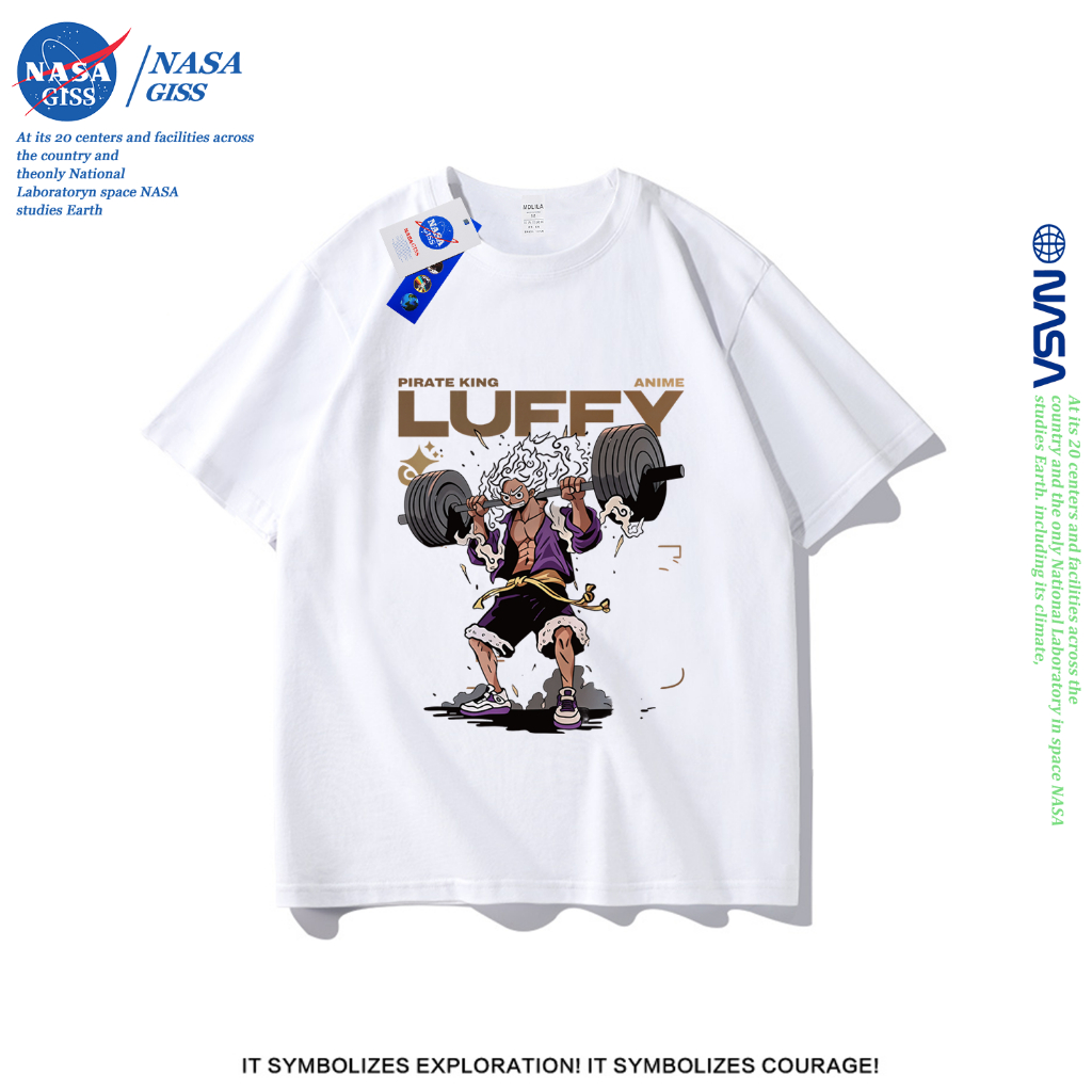 NASA เสื้อยืดชายหญิงแขนสั้น สตรีทฮิปฮอป summer One Piece พิมพ์ลาย คอตตอน t-shirt คอกลม หลวมและระบายอากาศ