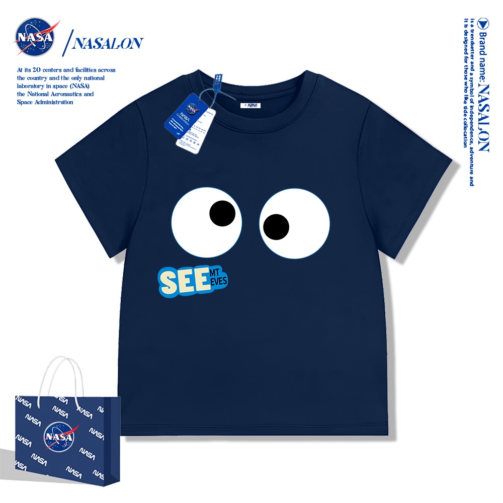 【จัดส่งวันเดียวกัน】NASA เสื้อยืดแขนสั้นเด็ก ผ้าฝ้าย 100% พิมพ์ลายการ์ตูน ระบายอากาศดี ใส่ได้ทุกสไตล์ สำหรับเด็กชายหญิงอายุ 2-12 ขวบ