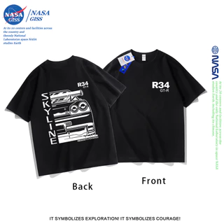 NASA เสื้อยืดชายหญิงแขนสั้น สไตล์ลำลอง summer GT-R พิมพ์ลาย t-shirt แบบหลวม คอกลม ยับยากไม่ต้องรีด