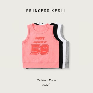 Princess Kesli ฤดูร้อน ลำลองใส่สบาย เสื้อทับใน ลําลอง พิมพ์ลายตัวอักษร เสื้อผ้าเด็กผู้หญิง 2-12 ปี