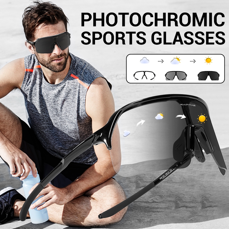 KAPVOE Photochromic กีฬาแว่นตากันแดด UV400 Polarized น้ําหนักเบา Anti-Slip สําหรับขี่จักรยานวิ่งตกปลากลางแจ้งผู้ชายผู้หญิง