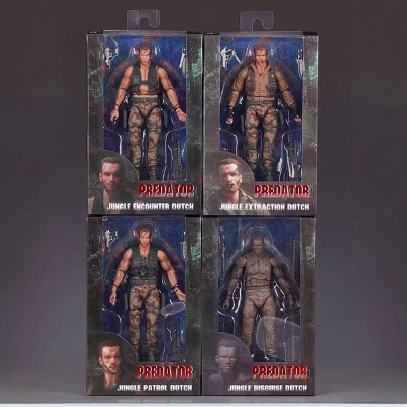 4 สไตล์ Neca Predator Jungle สกัด Dutch Action Figure Schwarzenegger ตุ๊กตารูปปั้นเดสก์ท็อปตกแต่งของเล่นของขวัญ