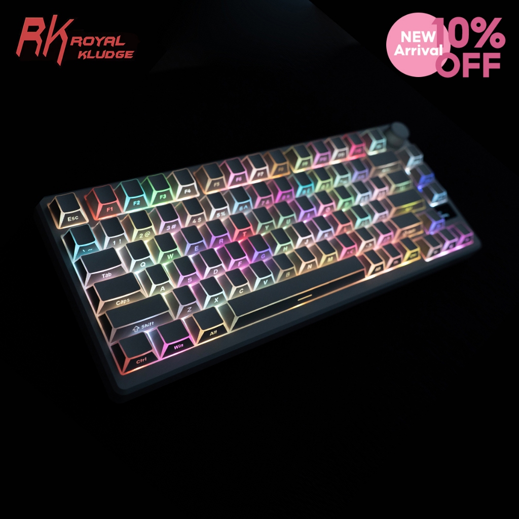 Royal Kludge RKM75 Shadow Keycap Aurora Tri-mode RGB แบบมีสายบลูทูธ 2.4G 75Key ไร้สาย 3 โหมด Hot-Swap