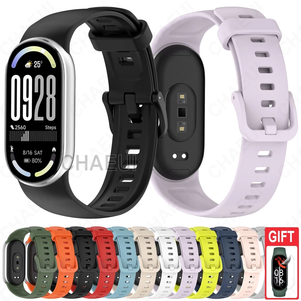 สร้อยข้อมือซิลิโคนอุปกรณ์เสริมสายรัดห่วงที่ทนทานสําหรับ Xiaomi Smart Band 10 9 8 / Band 10 Ceramic Edition