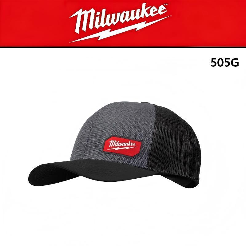 Milwaukee 505G หมวกทรัคเกอร์สีเทาตาข่าย ไซส์เดียว ระบายอากาศดี กันแดดใส่สบายทุกสถานการณ์