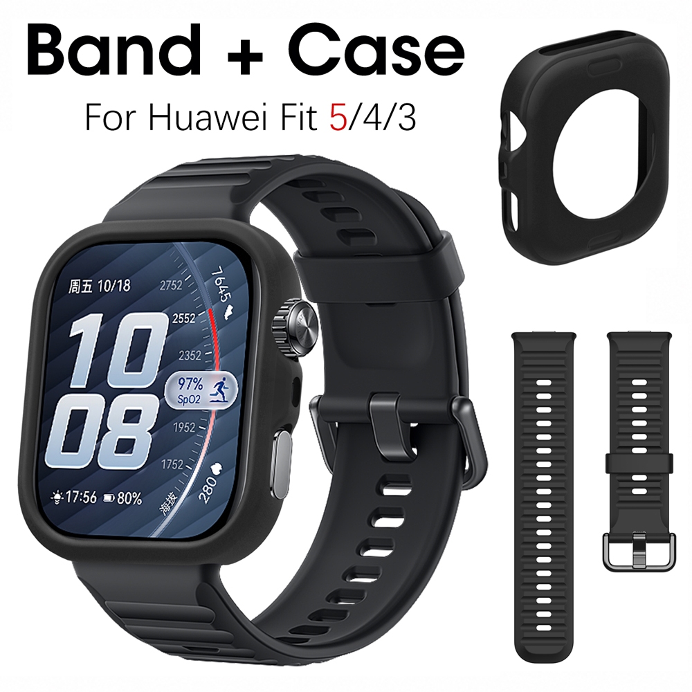 ซิลิโคนนุ่มกรณี + สําหรับ Huawei Watch Fit 5 Pro ป้องกันกรณีกีฬา TPU ซิลิโคนกรณีอย่างเป็นทางการสําหรับ Huawei Fit5 Fit4 Fit3 อุปกรณ์เสริม