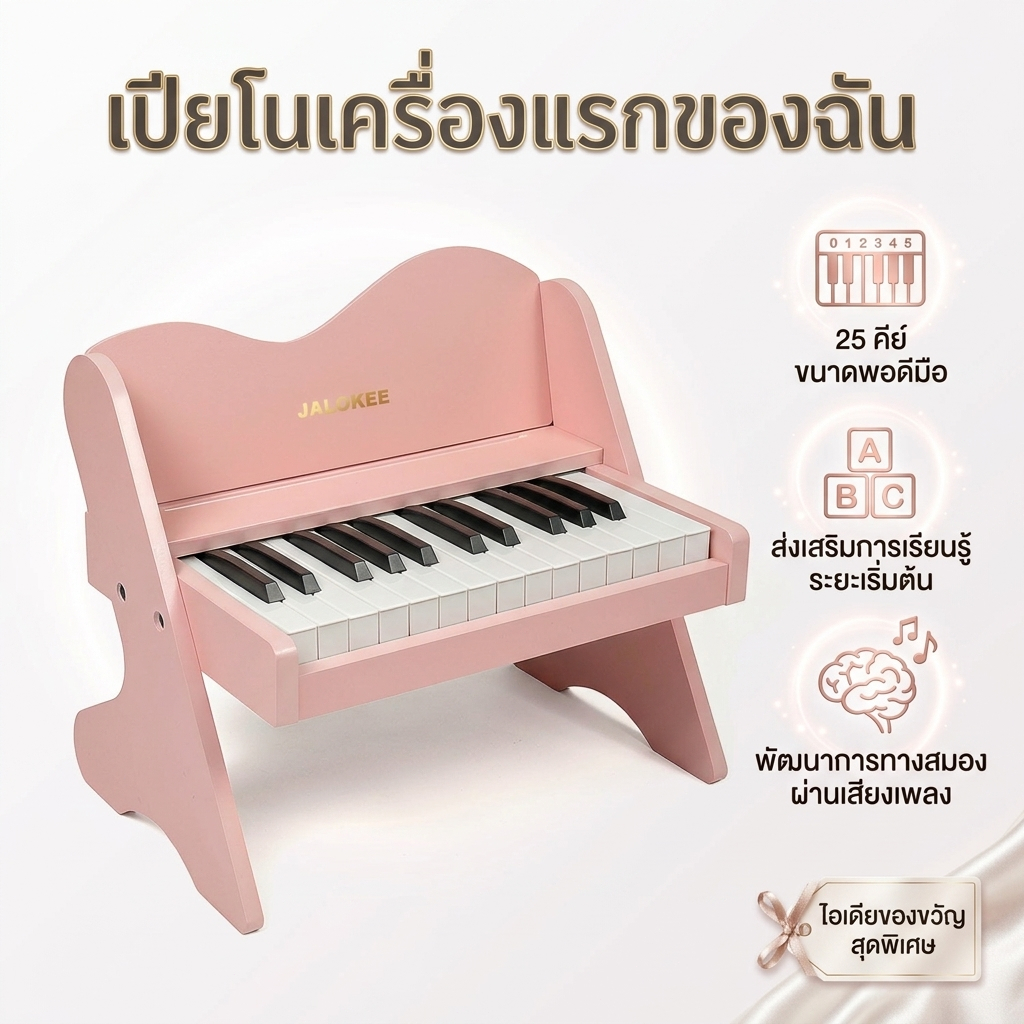 JALOKEE เปียโนไม้สำหรับเด็ก 25 คีย์ | ของเล่นเสริมพัฒนาการ เด็ก 1 ปีขึ้นไป | เสียงเพราะ ปรับระดับเสียงได้