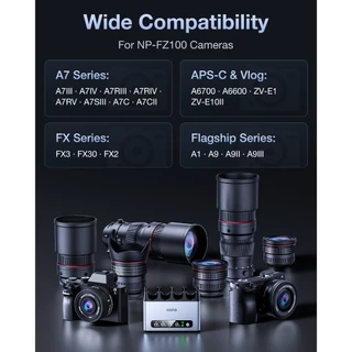 LLANO CM4 แบตเตอรี่กล้อง Fast Charging กล่อง 65W Turbo charger 4-Slot สําหรับ NP-FZ100/ EN-EL15C