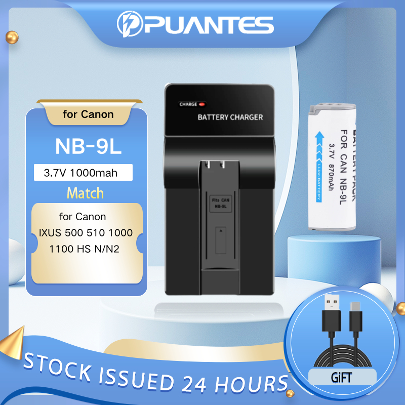 PUANTES NB-9L แบตเตอรี่ NB9L เหมาะสําหรับ Canon IXUS 500 510 1000 1100 HS N/N2 Charger