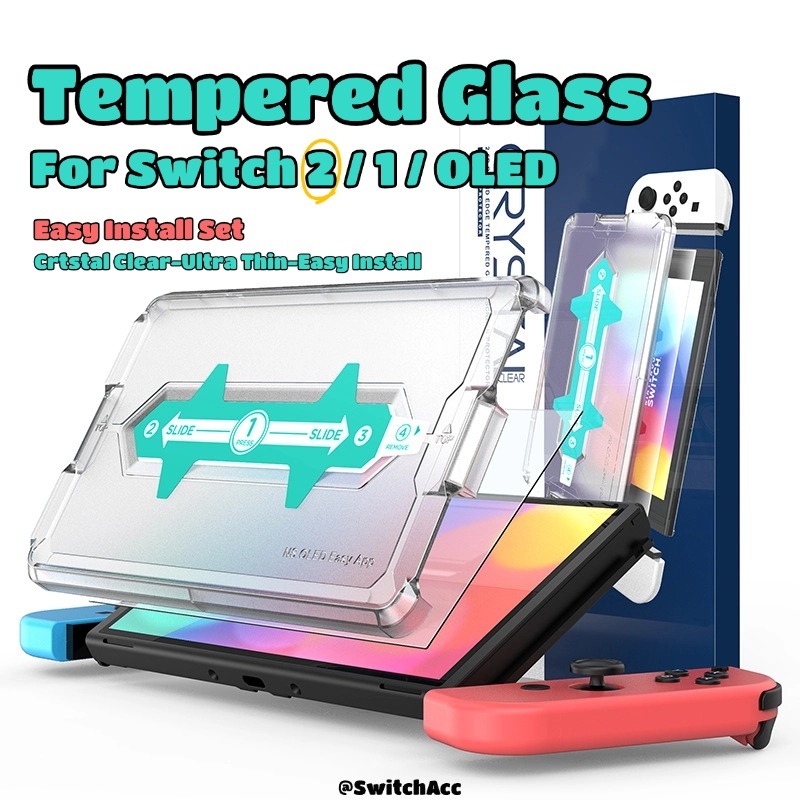 สวิตช์กระจกนิรภัยติดตั้งง่ายสําหรับ นินเทนโด สวิตช์ 1/ 2/ OLED สต็อกท้องถิ่นพรีเมี่ยมป้องกันหน้าจอ