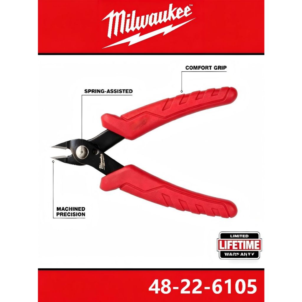 Milwaukee 48-22-6105 Mini Spring Flush Cutter Precision Sharp คีมตัดลวดไฟฟ้าเครื่องมือมือ