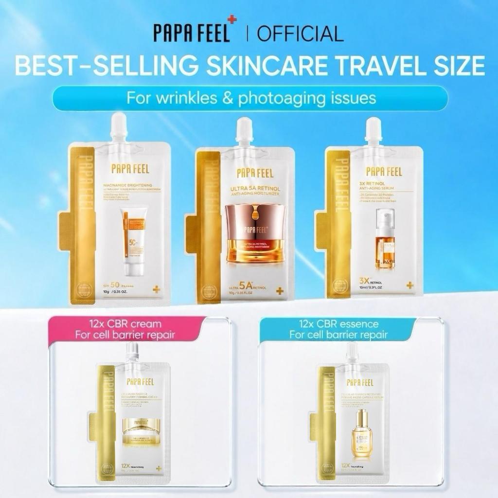 【SKINCARE TRAVEL SIZE】PAPA FEEL 5A Face Cream 10g or Retinol Serum 10ml or 12X CBR Serum 10ml or 12X CBR Cream 10g or 219x Sunscreen 10g or 577 Cream 10g