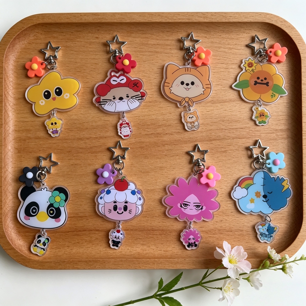 GMM Key Ring อะคริลิคกระเป๋าจี้ Star Buckle จี้การ์ตูนน่ารัก