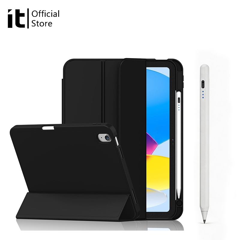 [it]เคสอัจฉริยะสําหรับ iPad พร้อมที่ใส่ดินสอ + ปากกาสไตลัส Combo Auto Sleep Wake ฝาครอบป้องกันแบบเต็มสําหรับ iPad Air Pro Generation 11