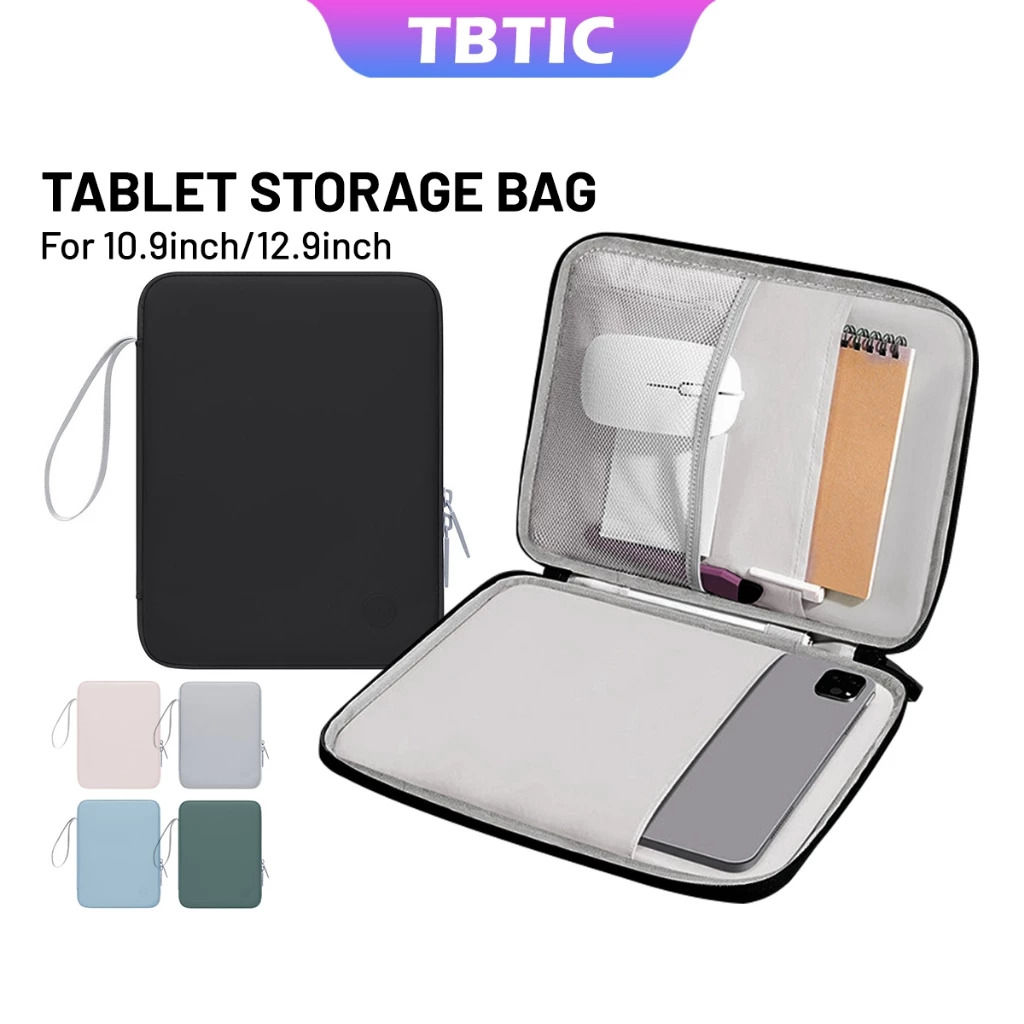 TBTIC กระเป๋าเก็บแท็บเล็ตกันน้ำ ไนลอน หูหิ้ว หลายช่อง จุอุปกรณ์ครบ รองรับ 10.9-12.9 นิ้ว