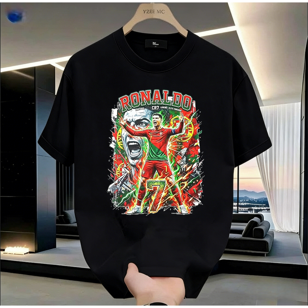 ฟุตบอลดาวสไตล์อเมริกันการ์ตูนพิมพ์เสื้อยืดแขนสั้นผู้ชายผู้หญิงสไตล์เดียวกันฤดูร้อนพัดลมลําลองด้านบน