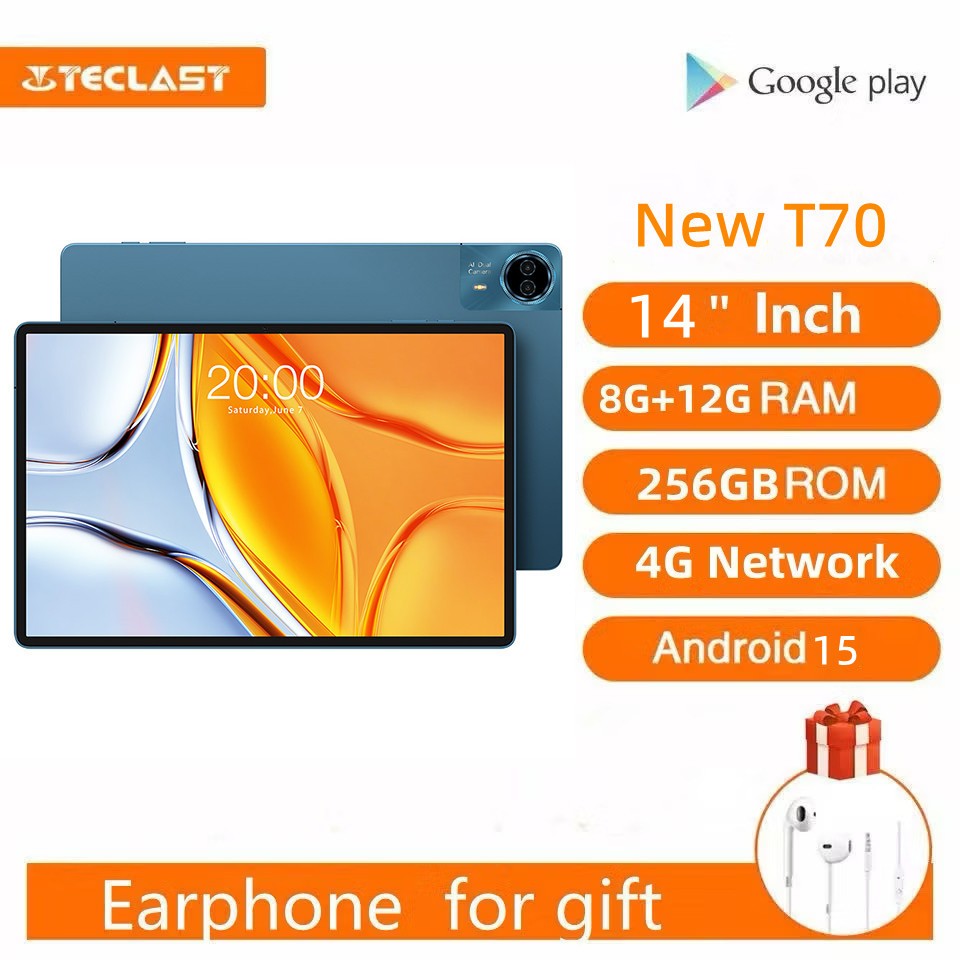 Teclast T70 แท็บเล็ต 14 "จอแสดงผล FHD Android 15 MTK Helio G99 8GB/256GB 10000mAh แบตเตอรี่ 18W 4G L