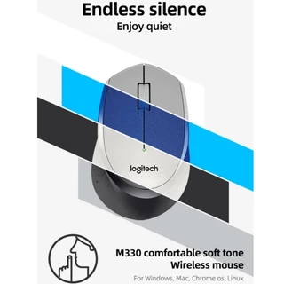 Logitech M330 เมาส์ไร้สาย | คลิกเงียบ 1000DPI เซ็นเซอร์ออปติคัล | เชื่อมต่อ USB 2.4GHz | ใช้งานได้กับ PC และแล็ปท็อป