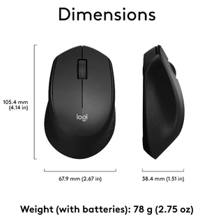 Logitech M330 เมาส์ไร้สาย | คลิกเงียบ 1000DPI เซ็นเซอร์ออปติคัล | เชื่อมต่อ USB 2.4GHz | ใช้งานได้กับ PC และแล็ปท็อป