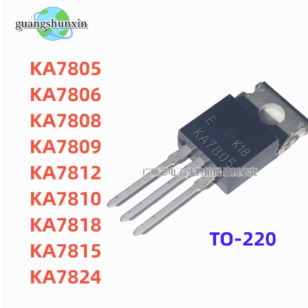 5PCS KA7805 KA7806 KA7808 KA7809 KA7812 KA7810 KA7818 KA7815 KA7824 TO-220 ปลั๊กตรงสาม terminal แรงด