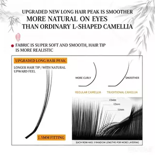 LC Camellia ขนตาปลอม ขนตาที่ปลอดภัย รูปร่างมุมกว้างนุ่มอัตโนมัติดอกขนตาสำหรับมือใหม่จากการ์ตูน