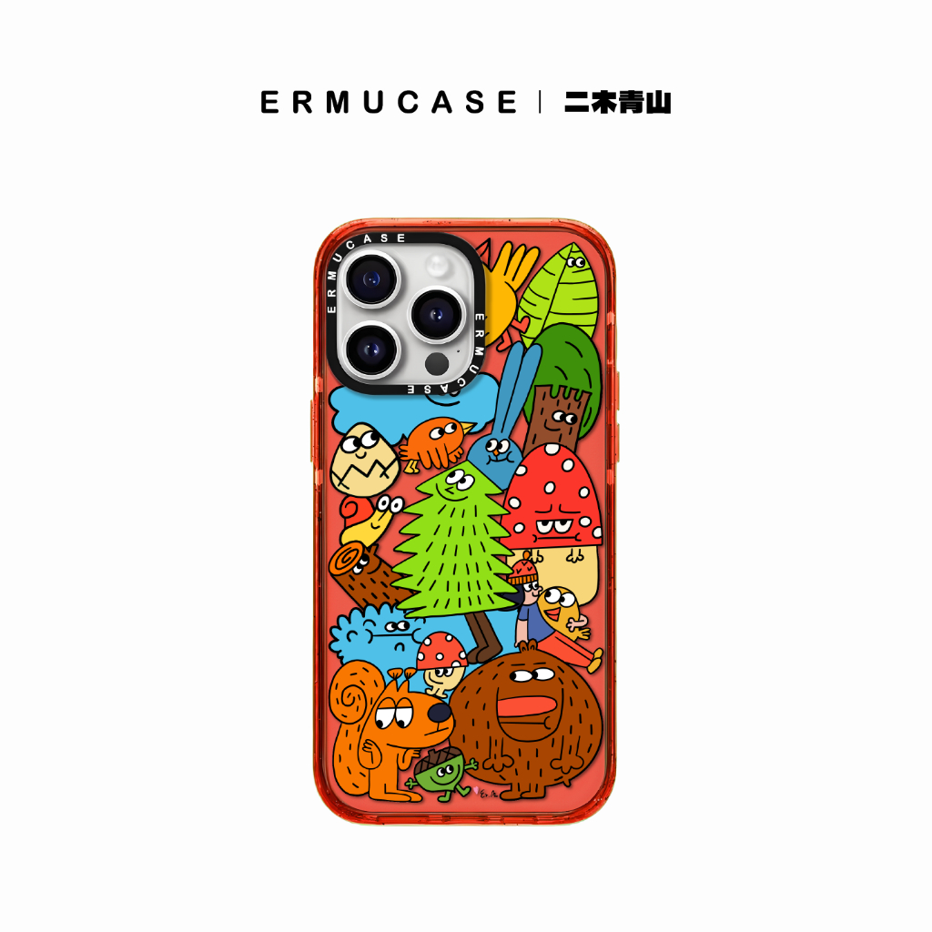 (13~15 Series) เหมาะสําหรับ IPhone15/14/13ProMax เคสโทรศัพท์สีส้มกันกระแทกส่วนบุคคล-Strange Animal World