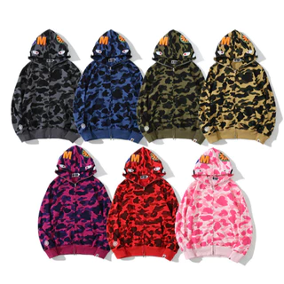 BAPE เสื้อแจ็คเก็ตคลุมด้วยผ้าแบบลำลองสำหรับบุรุษและสตรีแบบใหม่ส่องสว่าง 0819