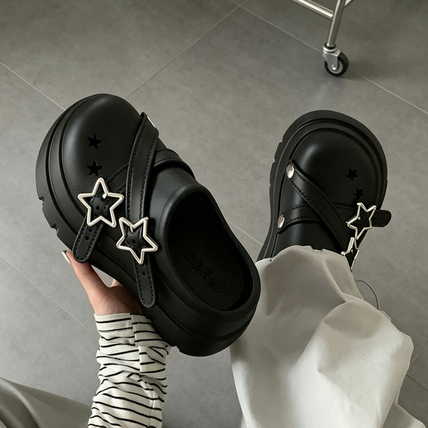 XIXITIAO รองเท้าแตะรองเท้าแตะแฟชั่นฤดูร้อนเพิ่มความสูง 8 ซม.ดาวหนาSoled Y2K