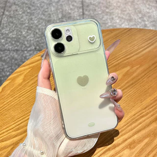 เคส OPPO Reno 16 15 14 13 16F 15F 14F 13F 5G เคส OPPO Reno 16 15 14 13 Pro 5G 15 Pro Max เคสใสรูปหัวใจกันกระแทก เคสสีไล่เฉดรูปหัวใจผิวด้านนุ่มเหมือนฟรอสต์ ป้องกันรอยนิ้วมือ ฝาหลังโทรศัพท์