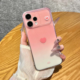 เคส OPPO Reno 16 15 14 13 16F 15F 14F 13F 5G เคส OPPO Reno 16 15 14 13 Pro 5G 15 Pro Max เคสใสรูปหัวใจกันกระแทก เคสสีไล่เฉดรูปหัวใจผิวด้านนุ่มเหมือนฟรอสต์ ป้องกันรอยนิ้วมือ ฝาหลังโทรศัพท์