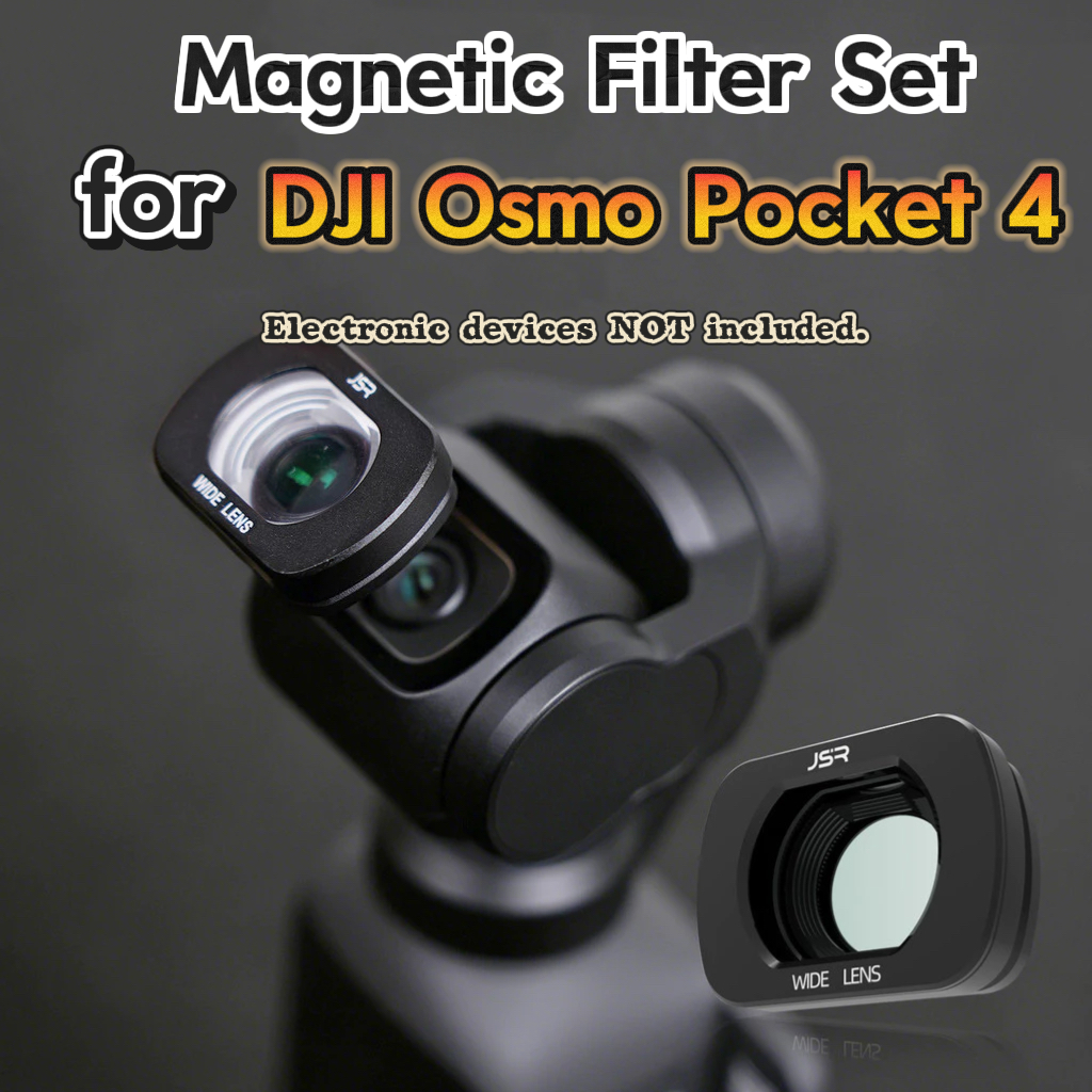 เหมาะสําหรับ DJI Osmo Pocket 4 Magnetic Filter Wide-Angle Macro Black Soft Filter Set