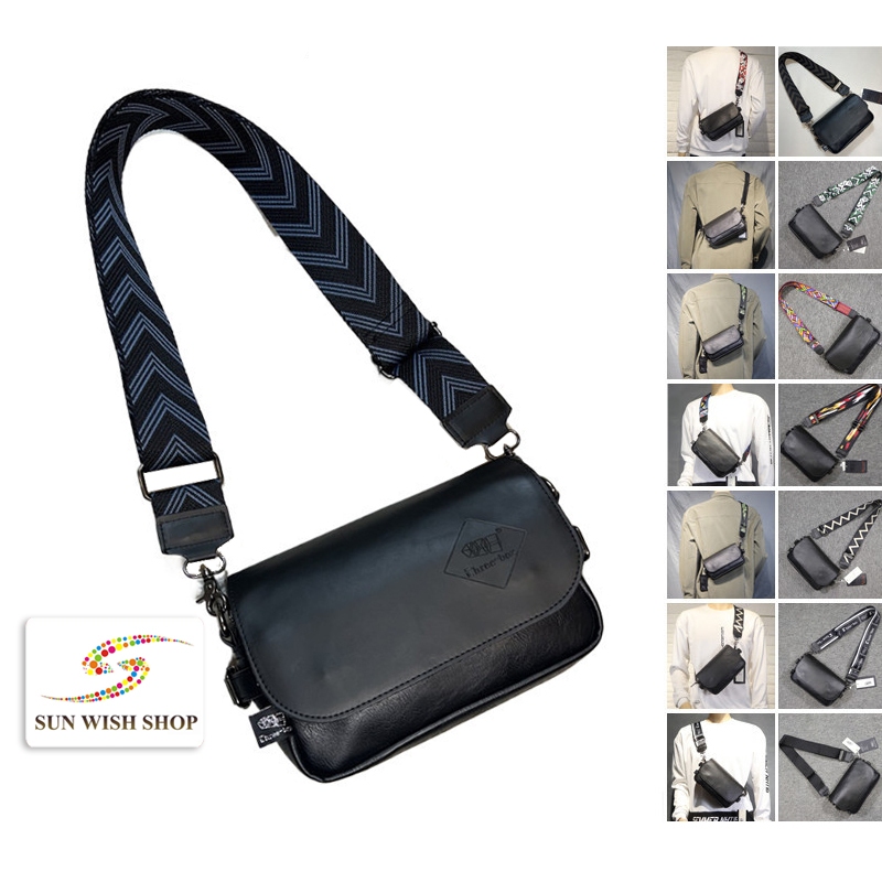 Sunwish SWS-AU82 -Threebox - 20 Option กระเป๋าสะพายไหล่ แบบหนัง แฟชั่นสไตล์เกาหลี สําหรับผู้ชาย