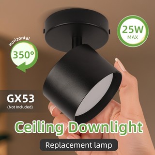 GX53 ดาวน์ไลท์แบบติดตั้งบนพื้นผิว ไฟสปอร์ตไลท์ติดเพดานแบบหลอดไฟแบบถอดเปลี่ยนได้ เหมาะสำหรับให้แสงสว่างเชิงพาณิชย์ในห้องและห้องนั่งเล่น