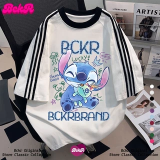 【จัดส่งตลอด 24 ชั่วโมง】🔥BCKR ลายสติทช์สไตล์ลำลอง oversize tshirt เสื้อ💙คอกลม ชุดหน้าร้อน ผู้หญิงYG65