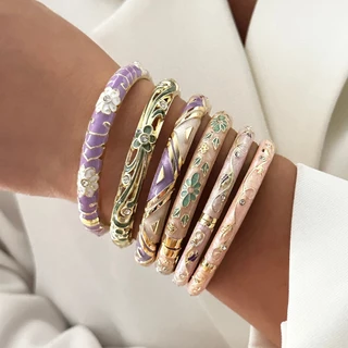 วินเทจเคลือบดอกไม้ดอกไม้คริสตัลสร้อยข้อมือกําไลข้อมือผู้หญิงเครื่องประดับโชคดีพรรคอุปกรณ์ของขวัญแต่งงาน