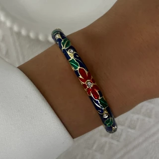 Vintage เคลือบดอกไม้ดอกไม้คริสตัล Evil Eye สร้อยข้อมือกําไลข้อมือผู้หญิง Lucky เครื่องประดับของขวัญวันเกิดอุปกรณ์เสริม