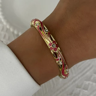 Vintage เคลือบดอกไม้ดอกไม้คริสตัล Evil Eye สร้อยข้อมือกําไลข้อมือผู้หญิง Lucky เครื่องประดับของขวัญวันเกิดอุปกรณ์เสริม