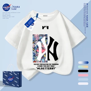 [กรุงเทพฯ จัดส่งภายในวันเดียว] เด็กสีดําผ้าฝ้ายแท้ระบายอากาศเสื้อยืดการออกแบบความรู้สึกการพิมพ์รูปแบบการ์ตูน 3-16 ปีหลวมสบายๆเสื้อแขนสั้น