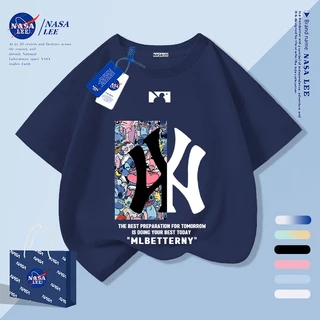 [กรุงเทพฯ จัดส่งภายในวันเดียว] เด็กสีดําผ้าฝ้ายแท้ระบายอากาศเสื้อยืดการออกแบบความรู้สึกการพิมพ์รูปแบบการ์ตูน 3-16 ปีหลวมสบายๆเสื้อแขนสั้น