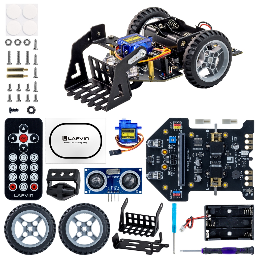 LAFVIN MicroBit สมาร์ทหุ่นยนต์รถสําหรับ MakeCode และ MicroPython,STEM การศึกษาการเข้ารหัสหุ่นยนต์สําหรับเด็กเริ่มต้น (ไม่มี Micro:bit)