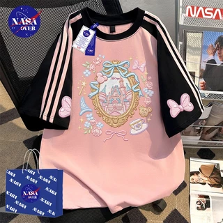 【จัดส่งตลอด 24 ชั่วโมง】🔥NASAลายกราฟฟิตี้ปราสาทคอกลมเสื้อoversize🏰ชุดหน้าร้อนผู้หญิงtshirtYG1243