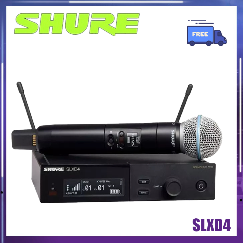 SHURE SLXD4 Beta58 UHF ระบบไมโครโฟนไร้สายมืออาชีพจอแสดงผลเวที