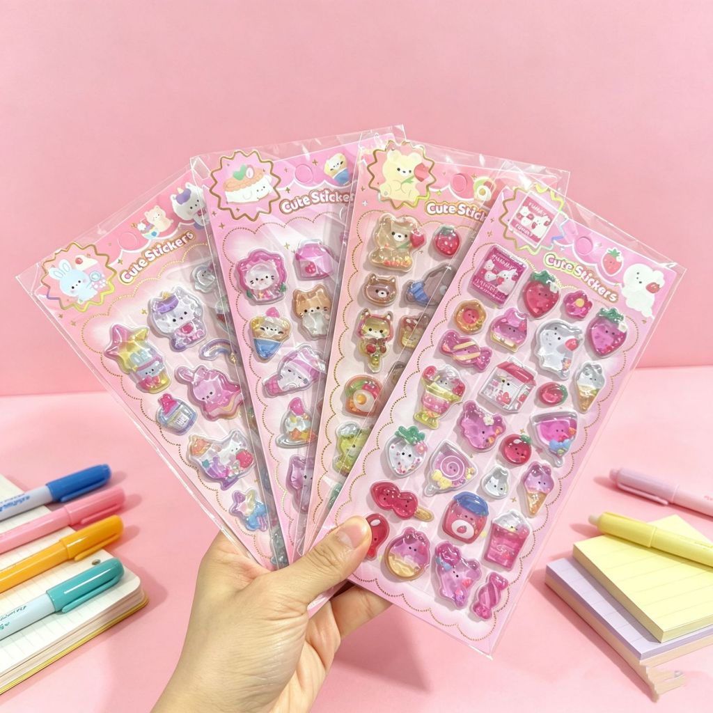 นูนคริสตัลGlitterน้ําสติกเกอร์สามมิติ3Dสติกเกอร์การ์ตูนสัตว์ขนาดเล็กรูปแบบสาวน้อยตกแต่งเคสโทรศัพท์คู่มือสติกเกอร์