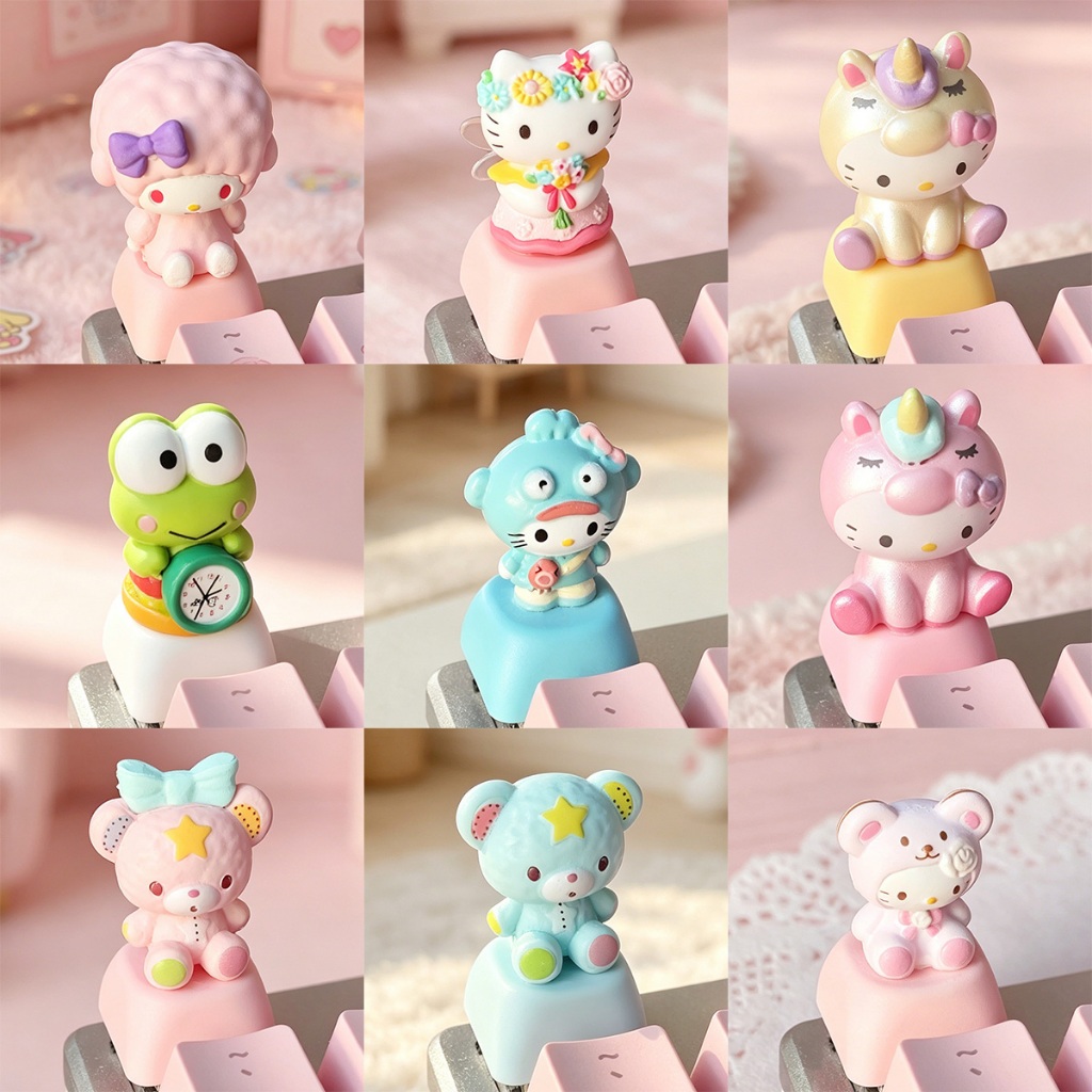 Sanrio น่ารัก 3D Keycap DIY Custom Keycap สําหรับ Cherry MX คีย์บอร์ดข้ามแกนของขวัญสําหรับสาว