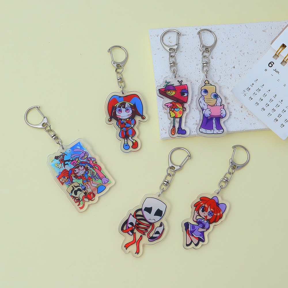 The Amazing Digital Circus อะคริลิค Key Chains น่ารักการ์ตูน Pomni Gangle ตัวอักษร Key Ring กระเป๋าเป้สะพายหลังตกแต่ง