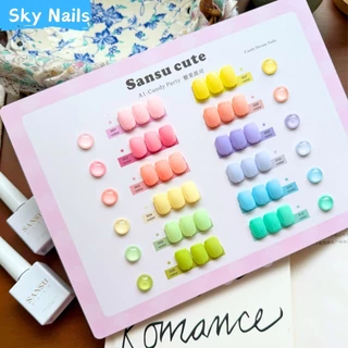 ชุดยาทาเล็บเจล SANSU CUTE 12 สี สีมาการอง สีฟลูออเรสเซนต์ สีเจลไซรัป สีออลซีซั่น สีทั่วไป (บัตรสีฟรี) จัดส่งทันที