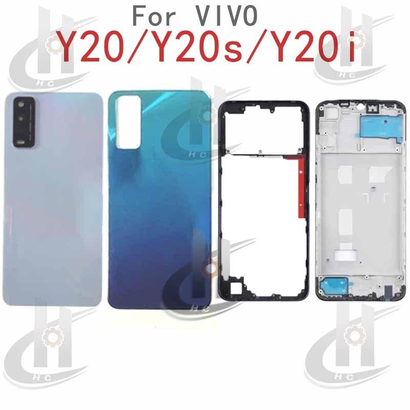 สําหรับ Vivo Y20 Y20S G Y20i Y12S Y12A แบตเตอรี่ฝาหลังกรอบกลาง + ปุ่ม + LCD กรอบด้านหน้า + เลนส์กรอบกล้อง