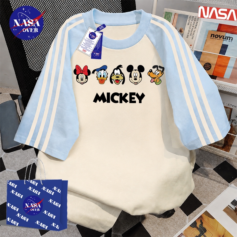 【จัดส่งตลอด 24 ชั่วโมง】🔥NASA ลายพิมพ์การ์ตูนผู้หญิงคอกลมเสื้อ💙ชุดหน้าร้อน tshirt oversize YG505